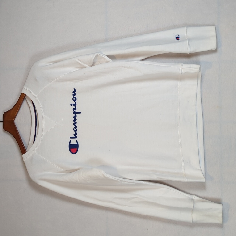 Champion White Athletic Crewneck‎ Fleece Lined Women's Sweater M